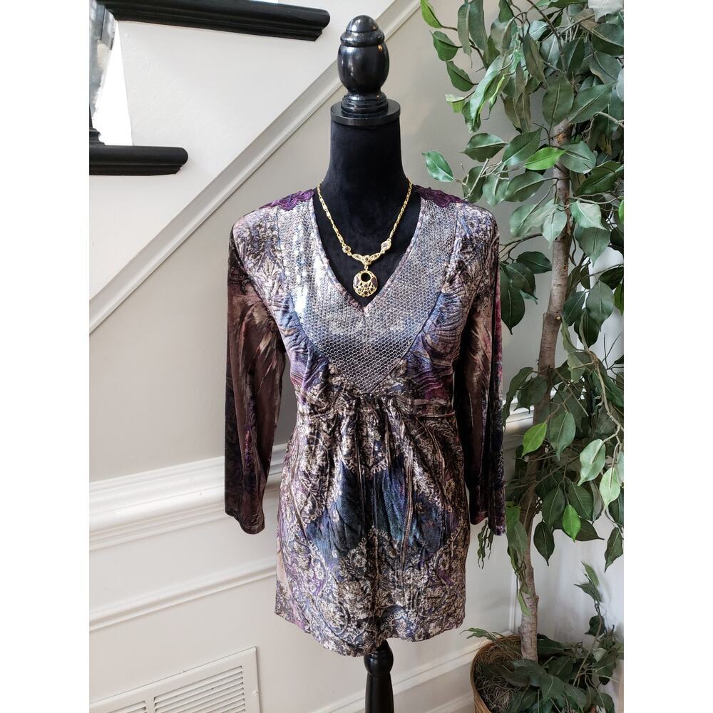 Style & Co, Top Women Size XL Multicolor V-Neck 3/4 Sleeves Pullover Outdoor